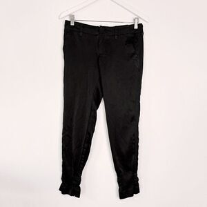Vince Black Satin Pants with Paperbag Ankles